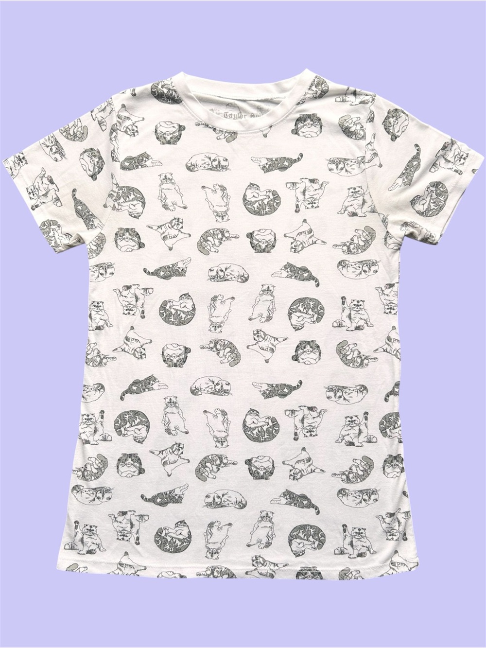 Taylor Swift AOP Cat Graphic Baby Doll Tee White Small